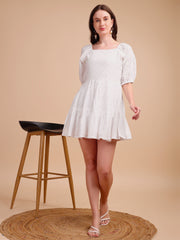 Square Neck Schiffli Short Onepiece