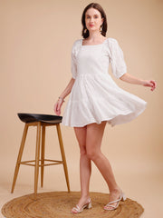 Square Neck Schiffli Short Onepiece