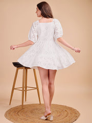 Square Neck Schiffli Short Onepiece