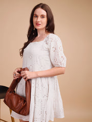 Square Neck Schiffli Short Onepiece