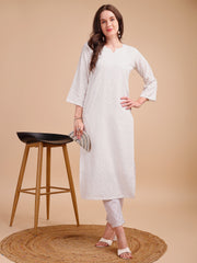 Schiffli Serenity Straight Kurti