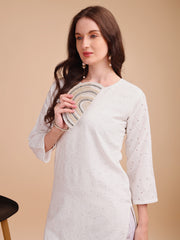 Schiffli Serenity Straight Kurti