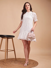 Schiffli Ruffle Short Onepiece