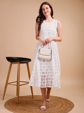 Schiffli Elegance Sleeveless Onepiece Dress