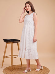 Schiffli Elegance Sleeveless Onepiece Dress