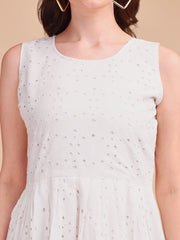 Schiffli Elegance Sleeveless Onepiece Dress