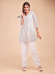 Schiffli Notch Peplum Co-ord Set