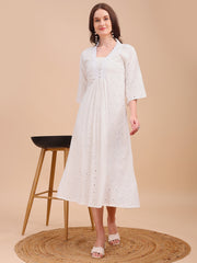 Schiffli Grace Fit & Flare Kurti