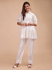 Schiffli Collar Peplum Co-ord Set