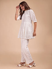 Schiffli Collar Peplum Co-ord Set