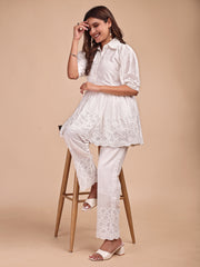 Schiffli Collar Peplum Co-ord Set