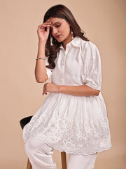 Schiffli Collar Peplum Co-ord Set