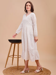 Schiffli Charm Full Sleeve Onepiece Dress