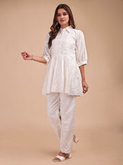 Schiffli Collar Peplum Co-ord Set