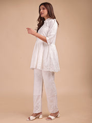 Schiffli Collar Peplum Co-ord Set