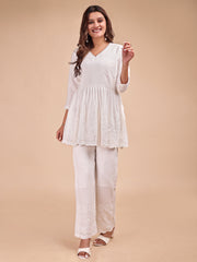 Schiffli Notch Peplum Co-ord Set