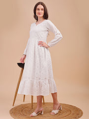 Schiffli Charm Full Sleeve Onepiece Dress