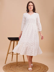 Schiffli Charm Full Sleeve Onepiece Dress