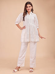 Schiffli Collar Peplum Co-ord Set