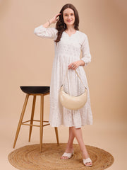 Schiffli Charm Full Sleeve Onepiece Dress