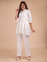 Schiffli Collar Peplum Co-ord Set