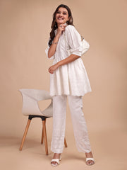 Schiffli Collar Peplum Co-ord Set