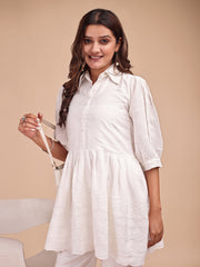 Schiffli Collar Peplum Co-ord Set