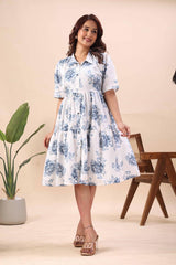 Blue Blossom Flare Dress
