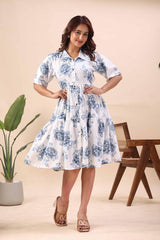 Blue Blossom Flare Dress