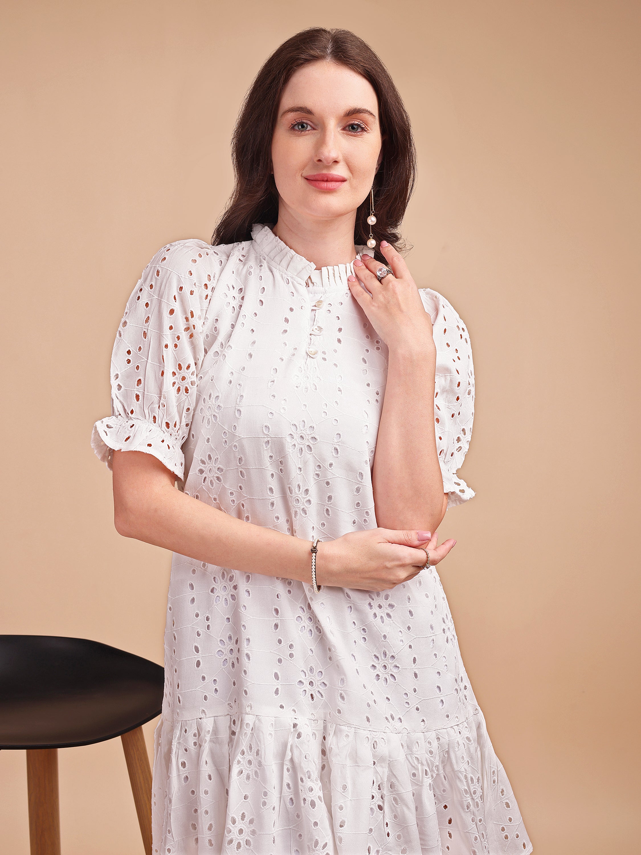 Schiffli Ruffle Short Onepiece