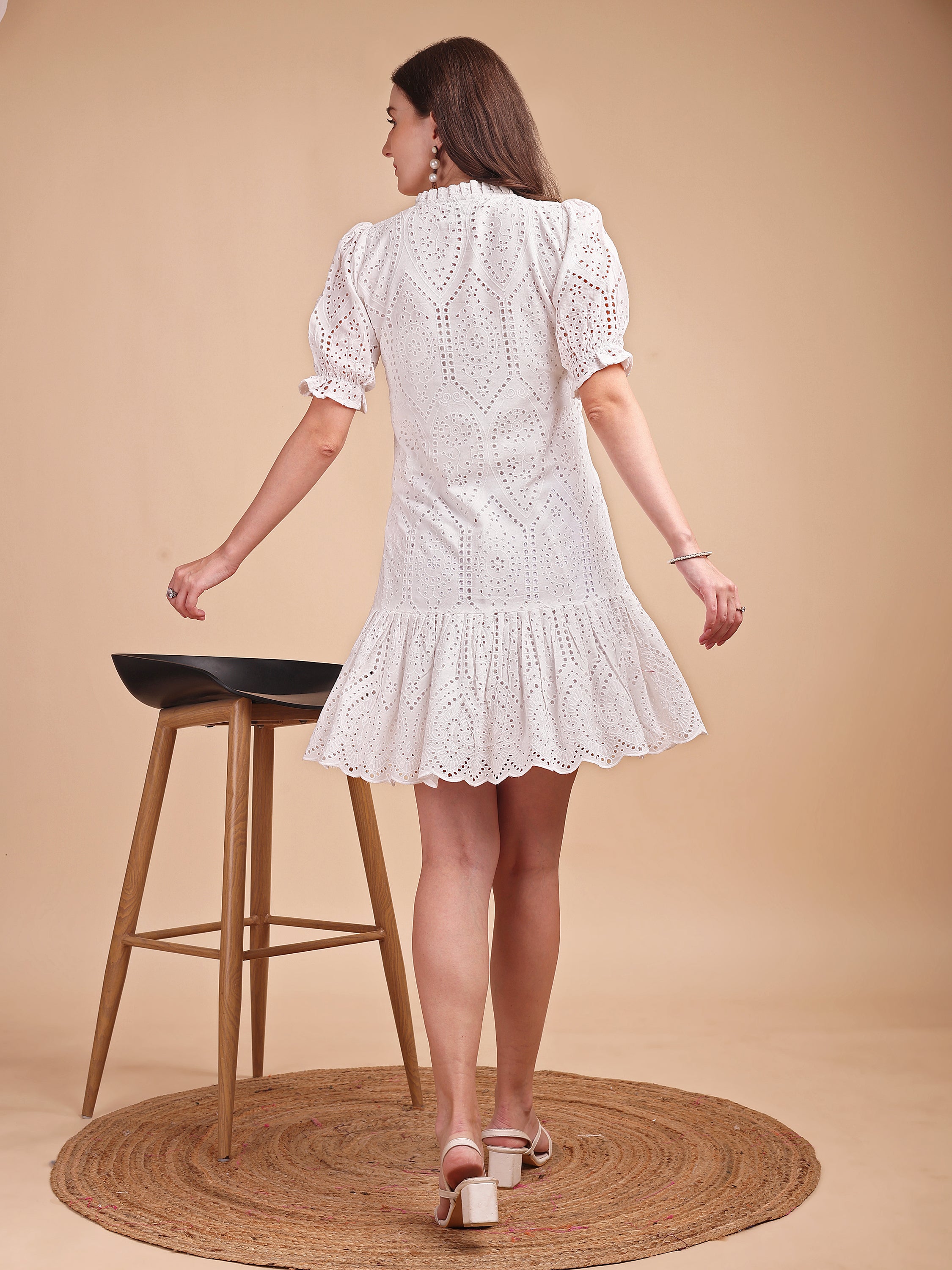 Schiffli Ruffle Short Onepiece