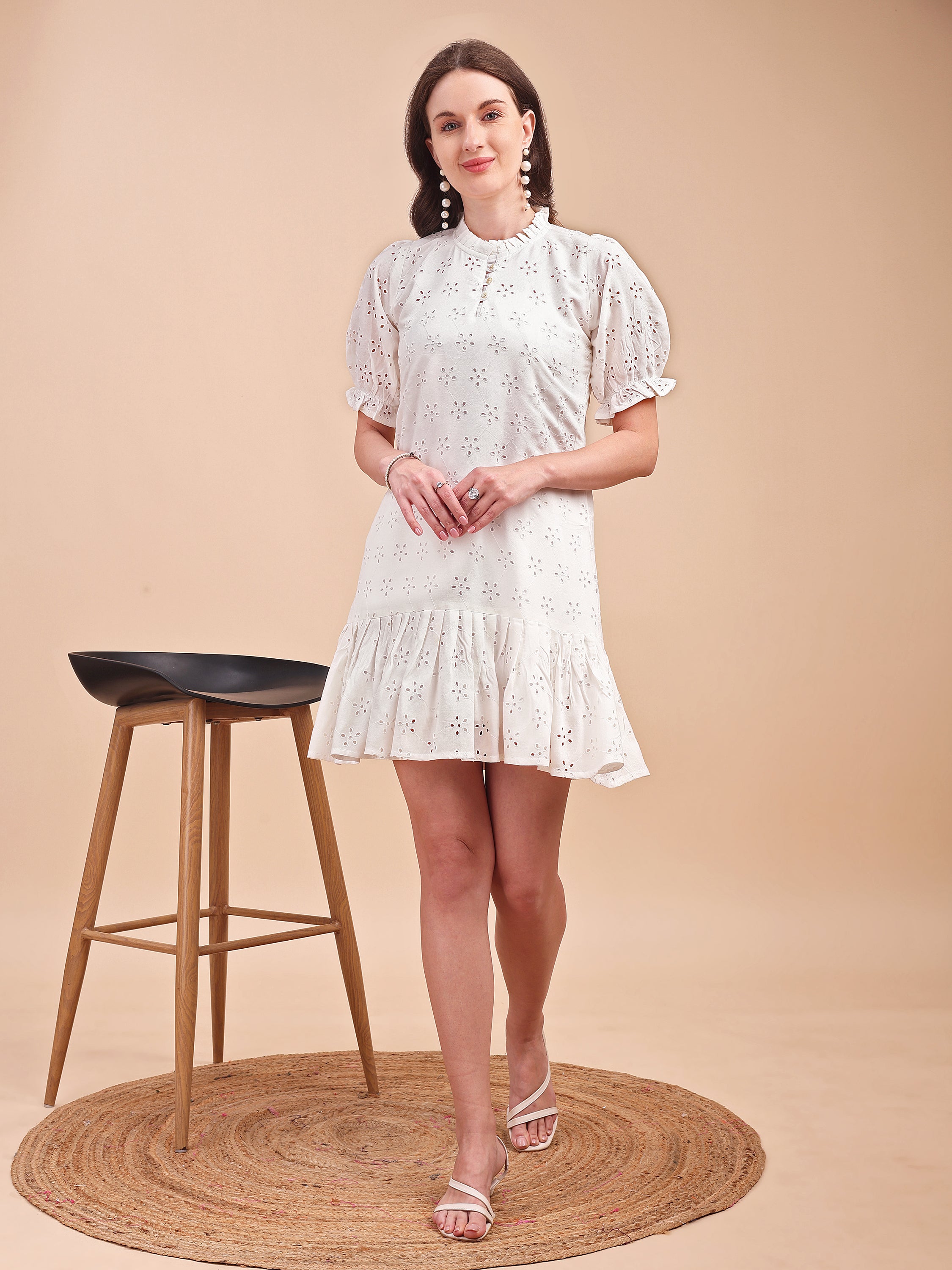 Schiffli Ruffle Short Onepiece