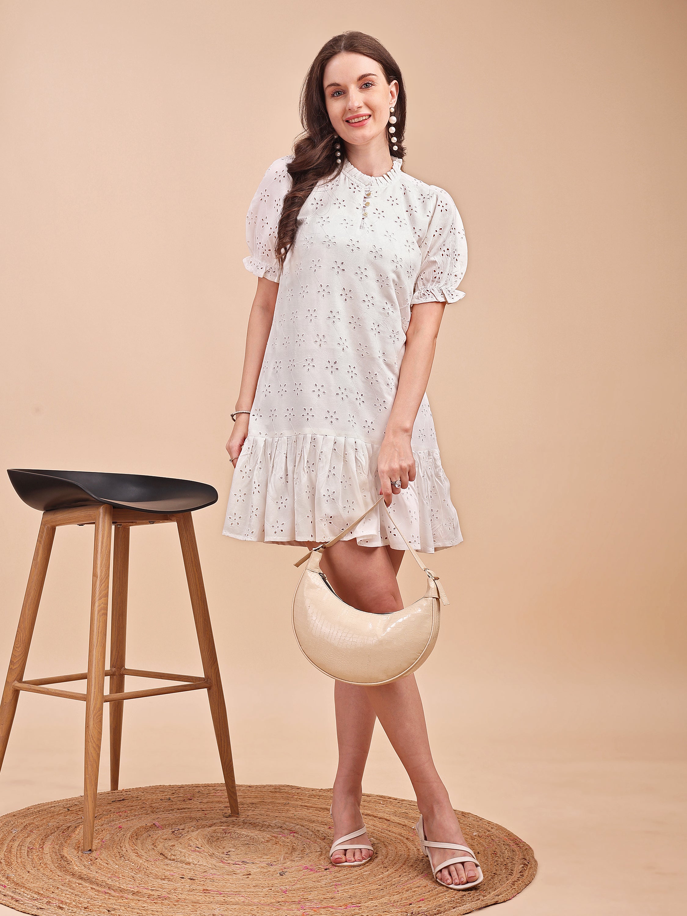 Schiffli Ruffle Short Onepiece