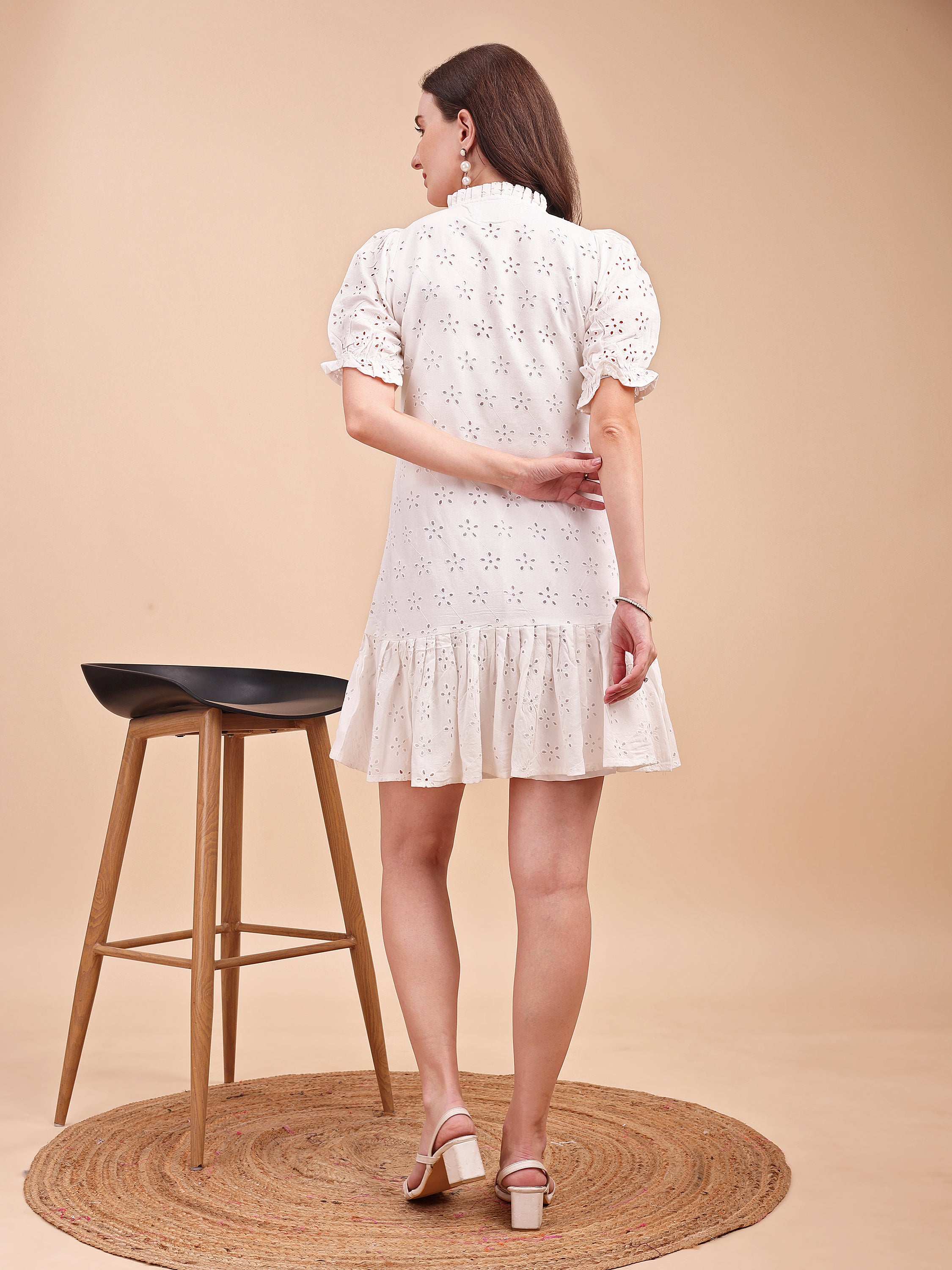 Schiffli Ruffle Short Onepiece