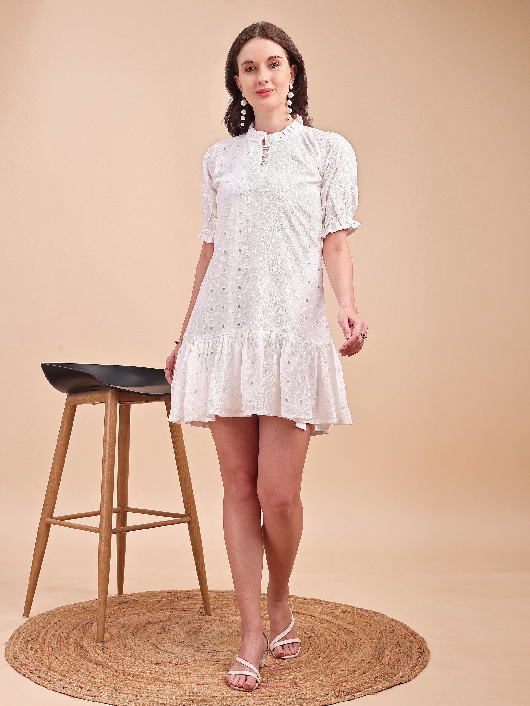 Schiffli Ruffle Short Onepiece