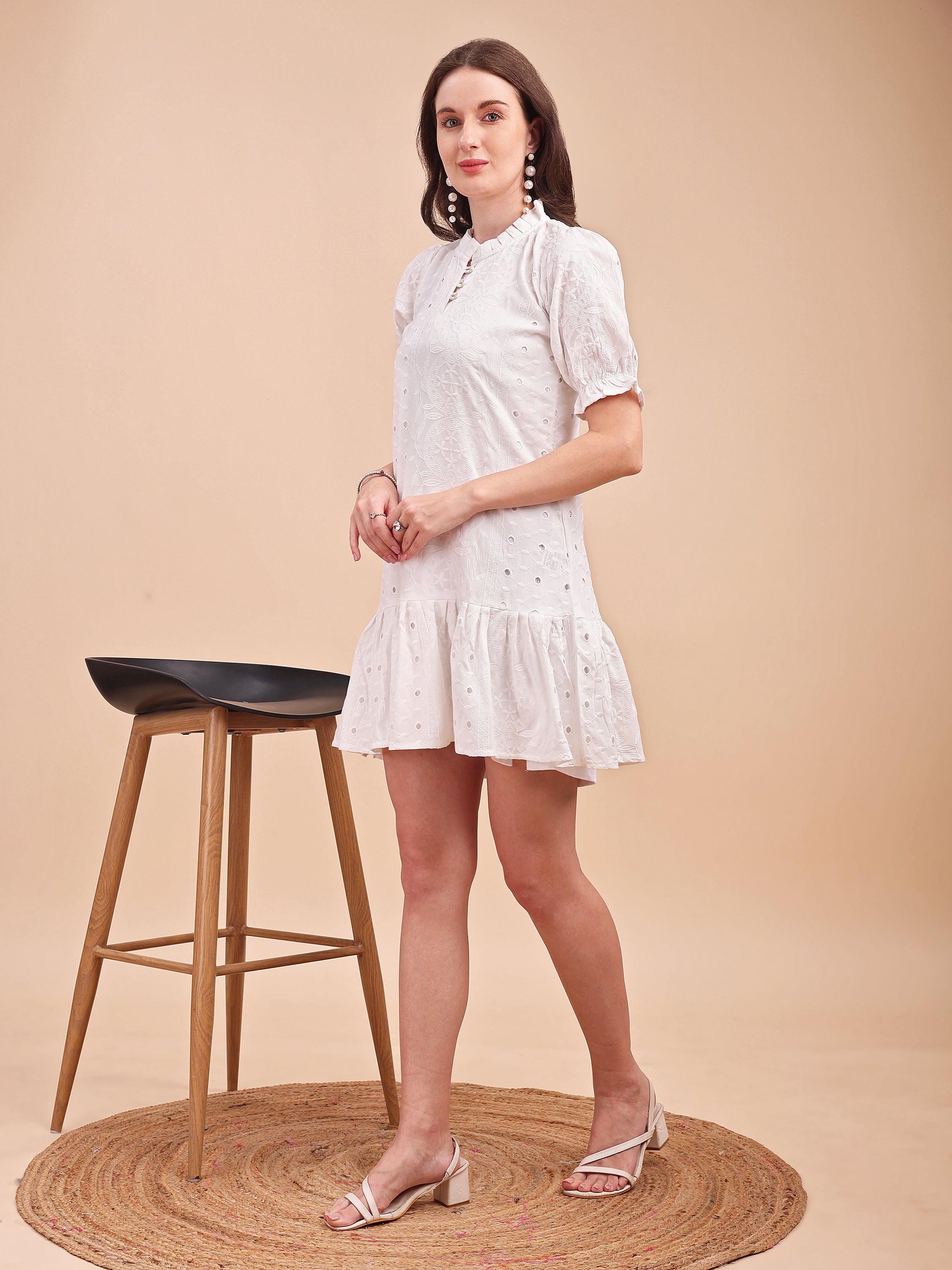 Schiffli Ruffle Short Onepiece