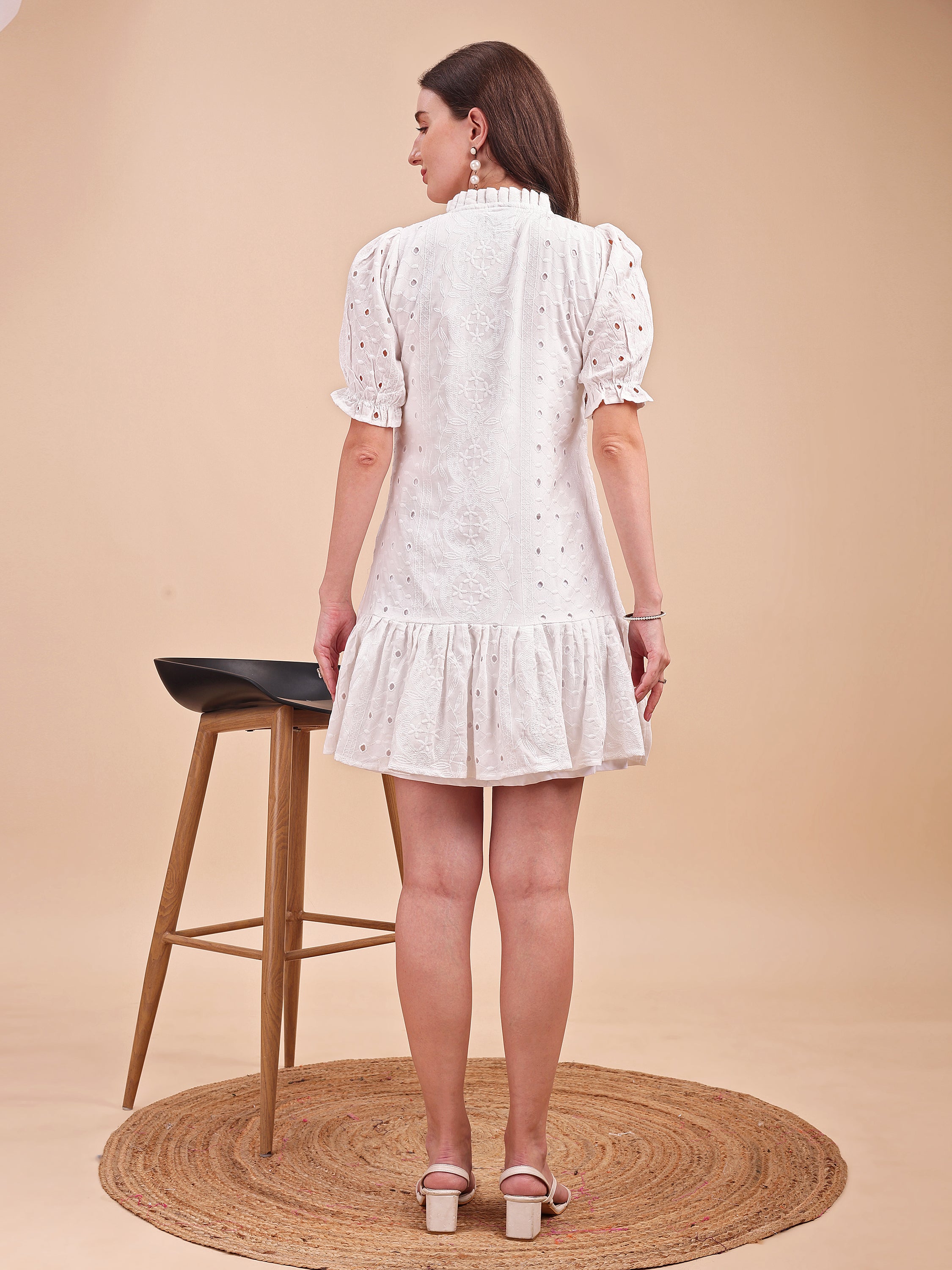 Schiffli Ruffle Short Onepiece