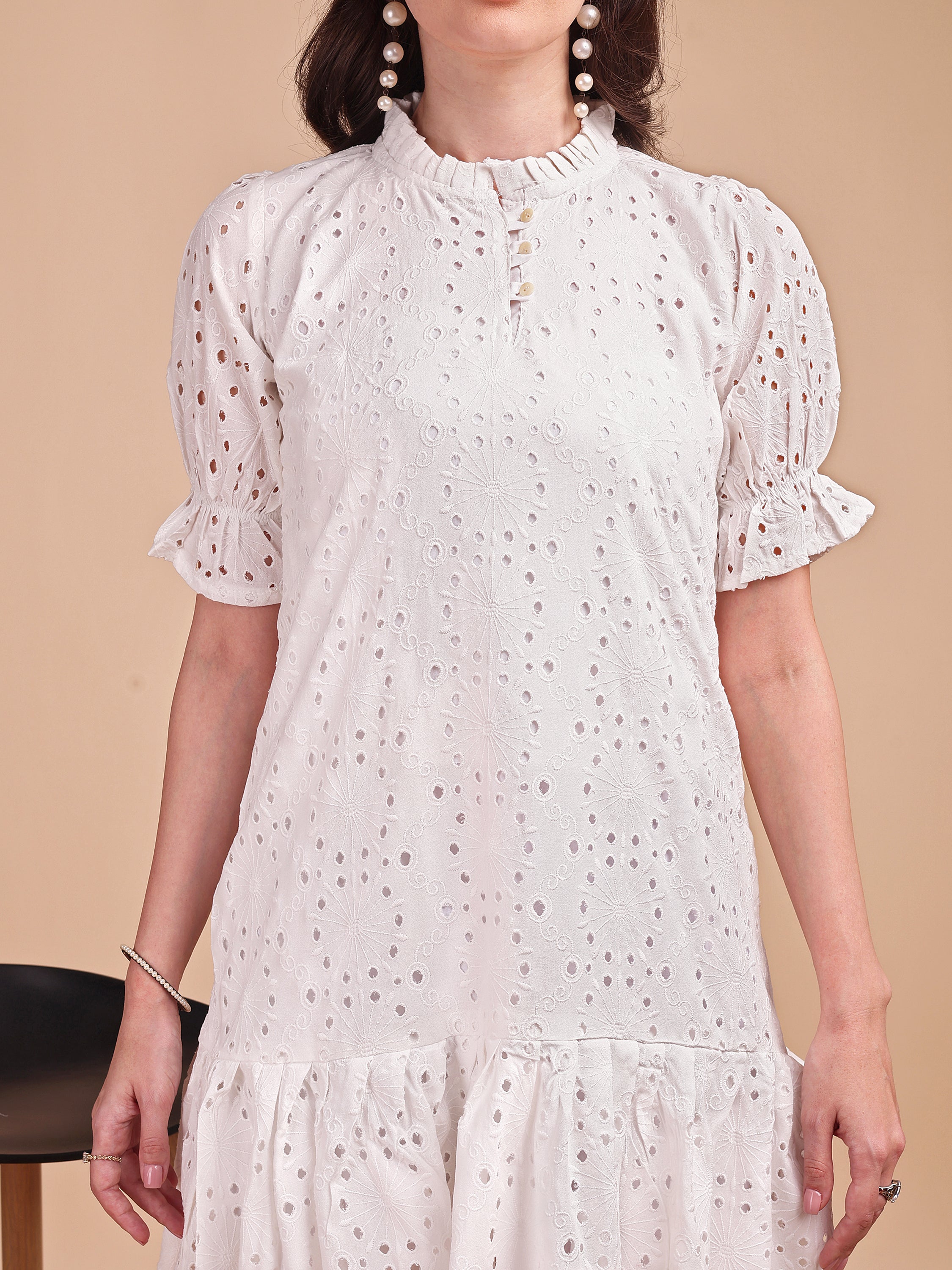 Schiffli Ruffle Short Onepiece