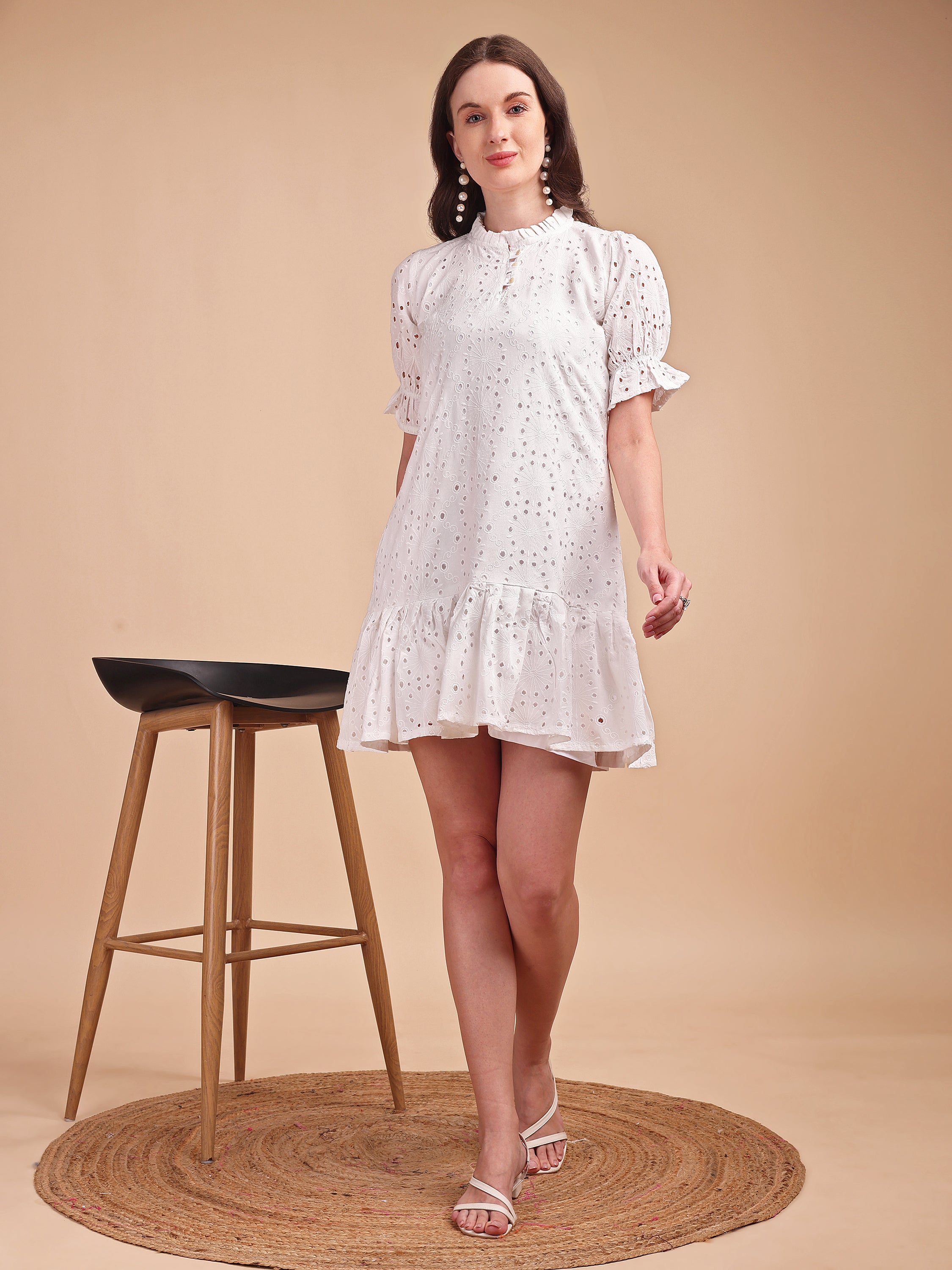 Schiffli Ruffle Short Onepiece