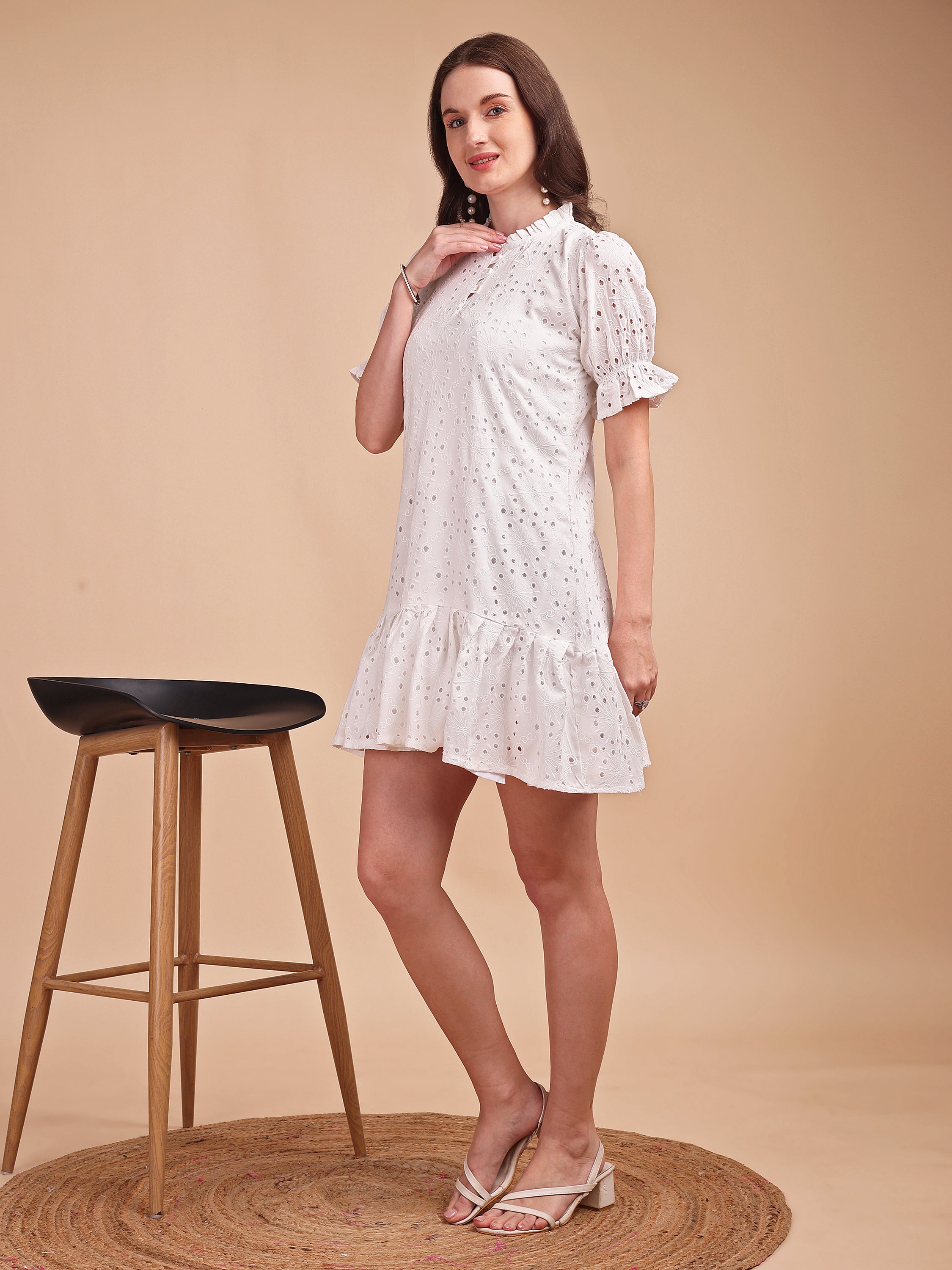 Schiffli Ruffle Short Onepiece