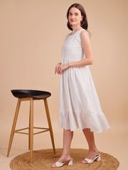 Schiffli Elegance Sleeveless Onepiece Dress