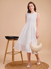 Schiffli Elegance Sleeveless Onepiece Dress