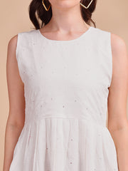 Schiffli Elegance Sleeveless Onepiece Dress