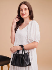 Schiffli V-Neckline Long Onepiece Dress