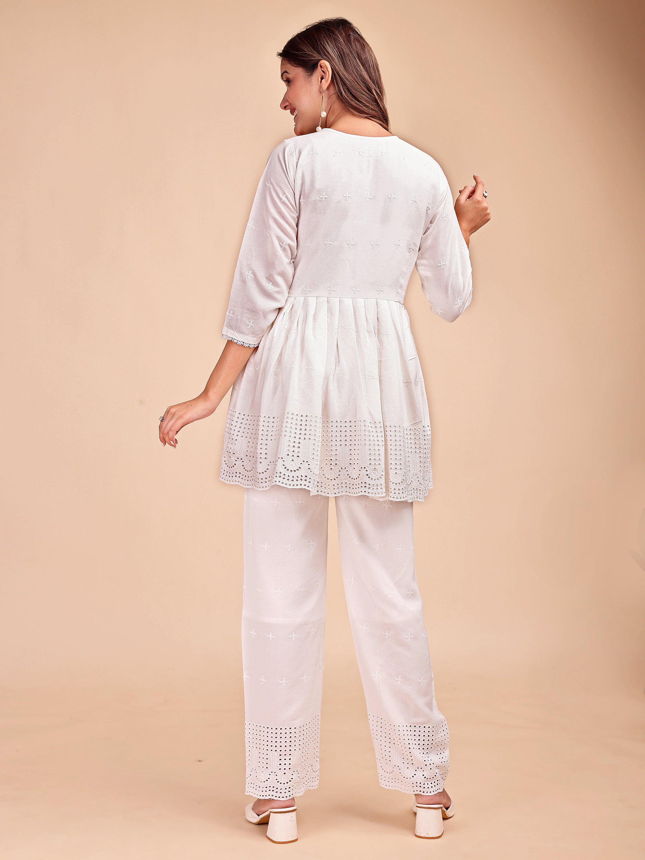 Schiffli Notch Peplum Co-ord Set