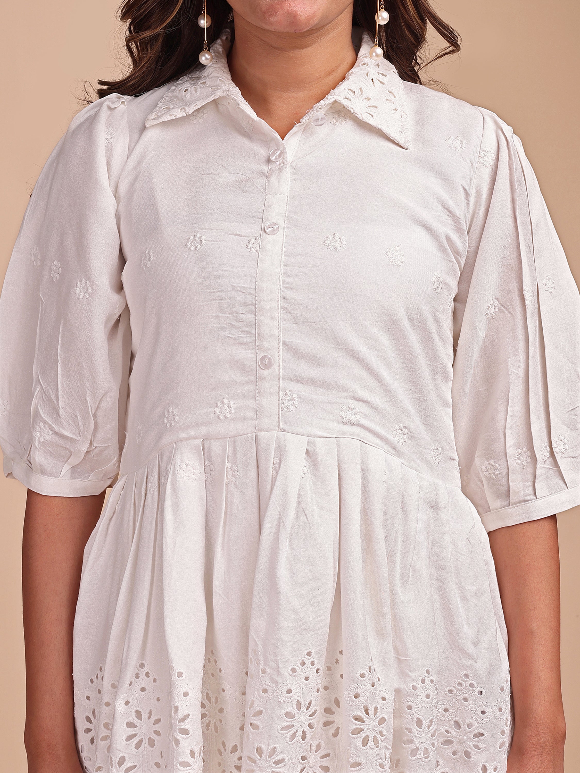 Schiffli Collar Peplum Co-ord Set