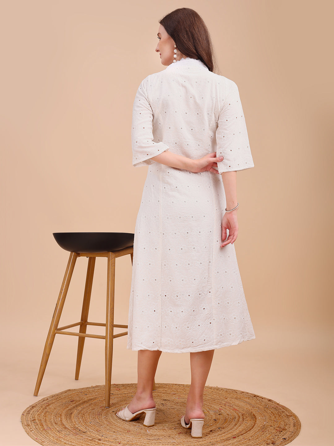 Schiffli Grace Fit & Flare Kurti