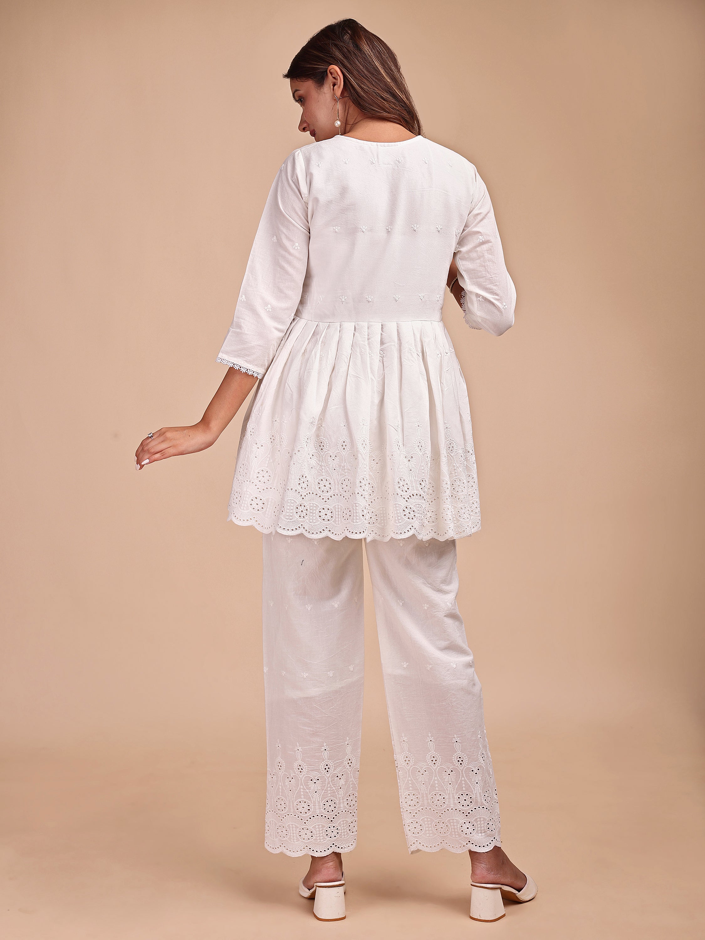 Schiffli Notch Peplum Co-ord Set