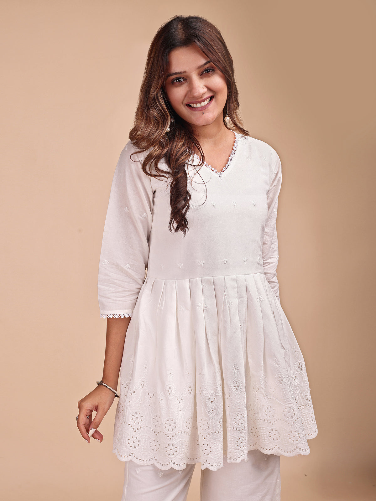 Schiffli Notch Peplum Co-ord Set