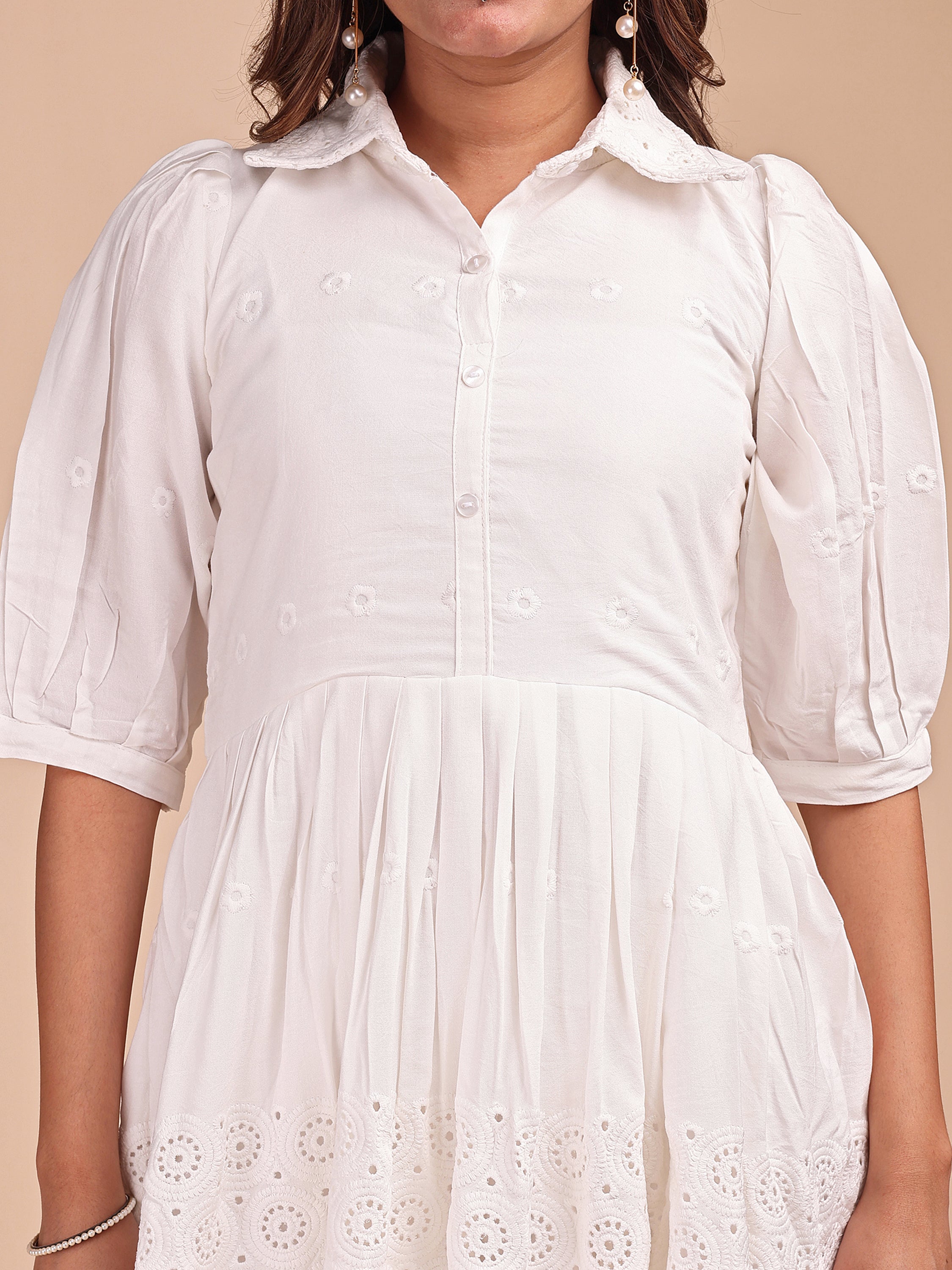 Schiffli Collar Peplum Co-ord Set